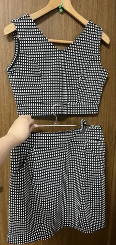 黒白チェック柄 セットアップ