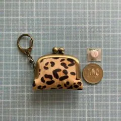 ミニがま口・革☆ハラコレザー☆はらこ本革☆レオパード⑤