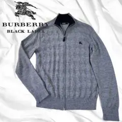 【美品】バーバリーブラックレーベル ウール 100% ジップニット ホースロゴ