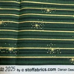 stoffabrics✨ストライプ 星✨深緑✨ゴールド✨64cm✨生地ハギレ