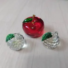 りんご　ガラスの置物　3つセット