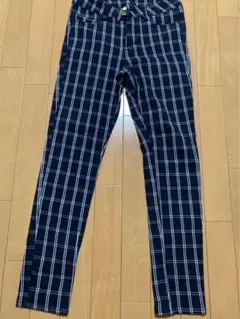 LOWRYS FARM 黒と白のチェック柄レギンス