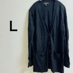 バナナリパブリック 【L】長袖カーディガン 黒 ゆったりサイズ 秋冬 防寒