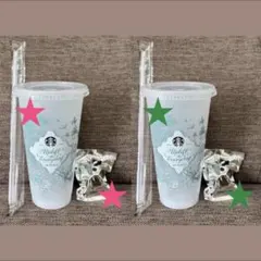 ミステリーカラーチェンジングリユーザブルコールドカップ　キャップベア　ピンク　緑