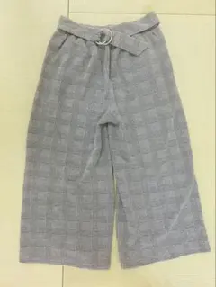 チェック柄 ワイドパンツ ガウチョパンツ Candy Blue 160 ズボンのサムネイル