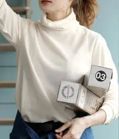 裏起毛 カットソー タートルネック レディース M