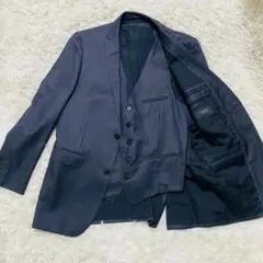 【美品】バーバリーブラックレーベル　シャードストライプ　ジャケット ベスト　黒