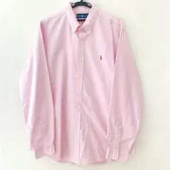 RALPHLAUREN ラルフローレンBD長袖シャツXLポニー刺繍コットンピンク