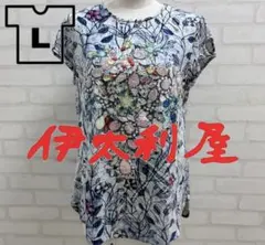 ★美品★ 伊太利屋 花柄 装飾 半袖 Tシャツ Lサイズ 日本製のサムネイル