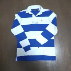 POLO RALPH LAUREN 青白ストライプ ポロシャツ XS