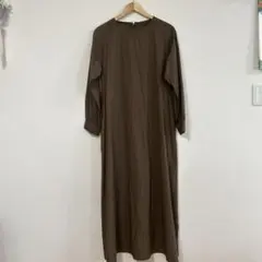 ブラウン ロングシャツワンピース 長袖