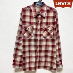 Levi's red tab長袖 チェック　赤　ベージュ　茜色　ウエスタンシャツ
