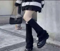 レッグウォーマー ブラック 制服 コスプレ ルーズソックス 地雷系 靴下 黒