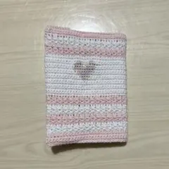 ハンドメイド　ブックカバー　文庫本　ハート　ドット絵　編み物　手編み　かぎ編み