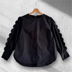 trefle+1 トレフルプラスワンもくもくブラウス 黒スカラップブラックのサムネイル