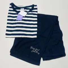 新品　ボーダー　半袖　ズボン　セット ネイビー M パジャマ　ルームウェア