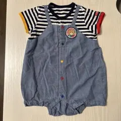 ミキハウス　半袖ロンパース　ホットビスケッツ　ボーダー　80