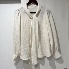 M7days 徳原文子さんコラボ 洗える シボ感ボウタイブラウス 48