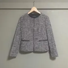 green label relaxing ノーカラーラメツイードジャケット 40