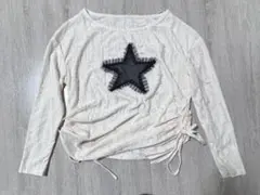 ホワイト 長袖 トップス 星型モチーフ