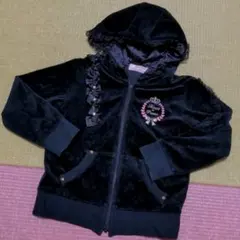 mezzo piano　ブラックベロアZIPパーカー　クラウン　110〜120