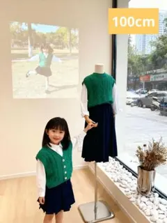 子供服 前開きキッズ服 ニットアウターVネックニットトップス100cm