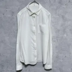 ViS ビス 2way 長袖シャツ ホワイト M レーヨン 麻混 ロールアップのサムネイル