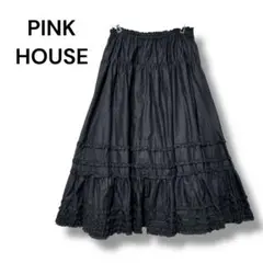 ▪️未使用級 ピンクハウス ピコフリル デニム ロングワンピース ダークグレー ☆ピンクハウス デニムワンピース