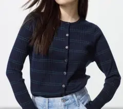 【UNIQLO】 メリノリブクルーネックショートカーディガン S