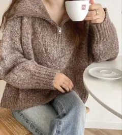 JaVa ハーフジップニットプルオーバー Lサイズ