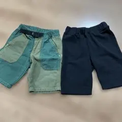 ハーフパンツ 緑と黒のコンビネーション