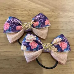 和柄リボン⑨ お正月、桃の節句に　カラフルリボンヘアゴム