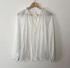 【美品、送料込】H&M シアー　立ち襟　ブラウス　ホワイト　S