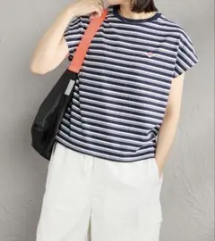 DANTON ワンポイントロゴドルマンスリー ブボーダーTシャツのサムネイル