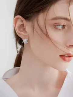 2025秋冬新作　繊細なスノーフレークモチーフピアス