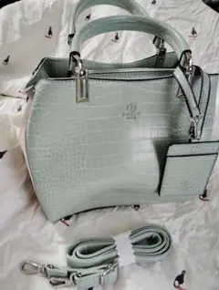 ♦D.KELLY♦ミントグリーン クロコダイル風 トートバッグ