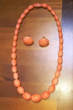 マーブルピンク　ネックレス・イヤリングセット