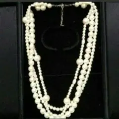 気楽に使える！3連フェイクパール ネックレス