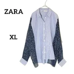 ザラ ZARA 異素材切替 トップス 長袖シャツ XL相当 大きいサイズ 人気