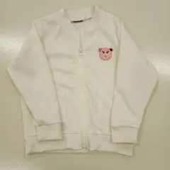 アナップANAPホワイト クマ刺繍 フルジップトレーナー