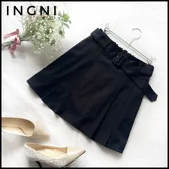 INGNI イング　ミニスカート　スカパン　ベルト付き　ボックスプリーツ　黒