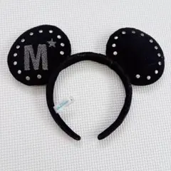 ミッキー耳風カチューシャ 黒 星 スタッズ付き
