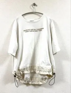 CUBE SUGAR ロゴプリント 裾ドロスト 半袖Tシャツのサムネイル