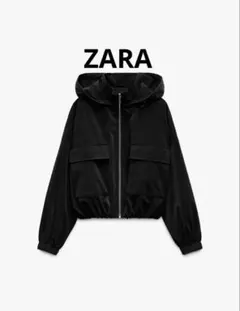 ZARAラバーフィニッシュ フーデッドジャケット　M ブラック　《新品》