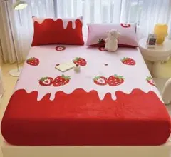 Sいちご柄 ボックスシーツ シングルサイズ