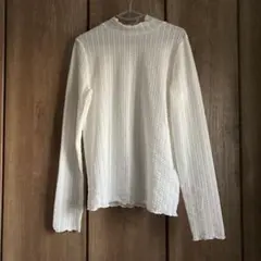 【試着のみ】レース 長袖 白　ハイネックシャツ フリーサイズ　タグ付き