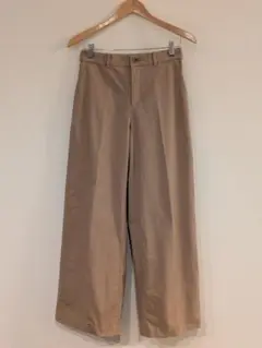 ベージュ カジュアルワイドパンツ