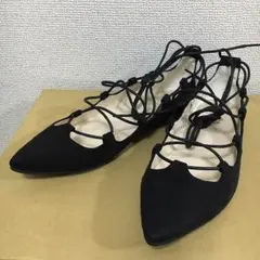 レースアップローヒールシューズ☆ブラック☆38サイズ☆ZARA好きにオススメ！