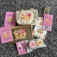 入手苦難★ダイソー⭐︎大人気⭐︎日焼けキティ バッグ・ポーチ 4点セット