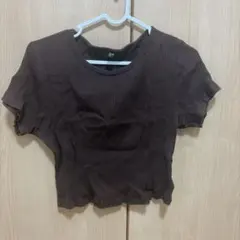 UNIQLO ブラウン リブ半袖ミニTシャツ XLサイズ